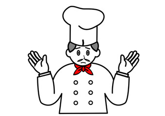 お手上げポーズの西洋人シェフ