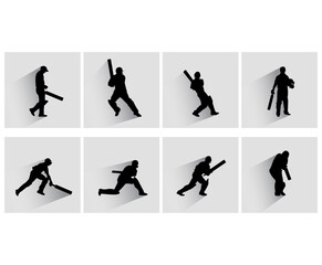 silhouettes of people playing cricket