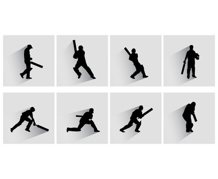 Silhouettes Of People Playing Cricket