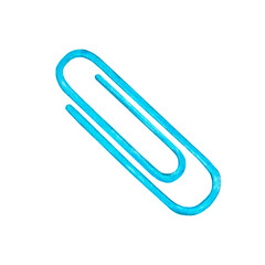 Obraz premium Blue watercolor paperclip isolated on a white background. Painted by hand.