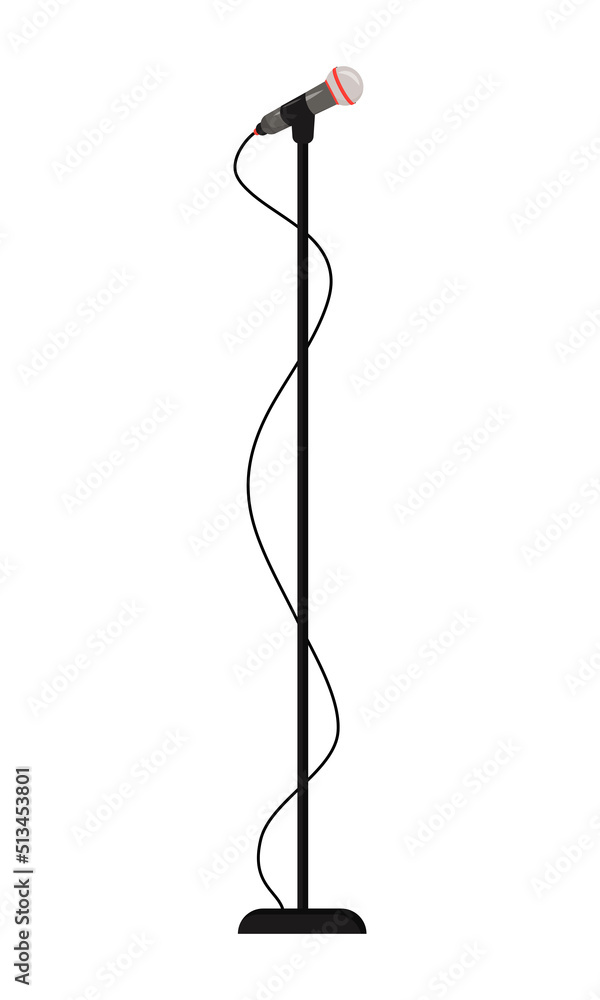 Aufkleber tall mic stand with microphone semi flat color vector object. equipment for live performance. full s