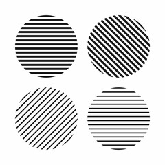 horizontal and diagonal black striped pattern circle template set,illustration,vector.