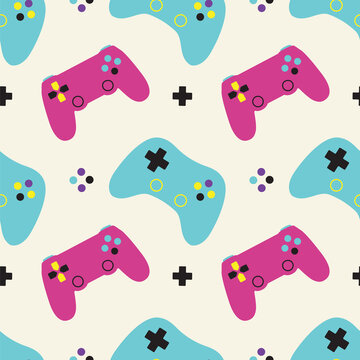 Colorful retro gameing consol seamless pattern background template