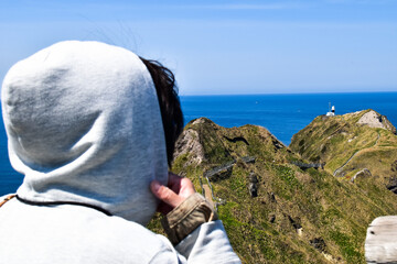 海と岬と女性《北海道》積丹半島・神威岬