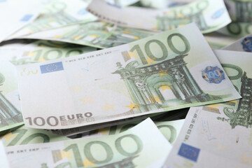 Fototapeta na wymiar Euro banknotes as background, closeup. Money and finance