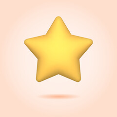 3D icon golden star with shadow. For mobile applications, customer rating, achievements etc. Vector illustration