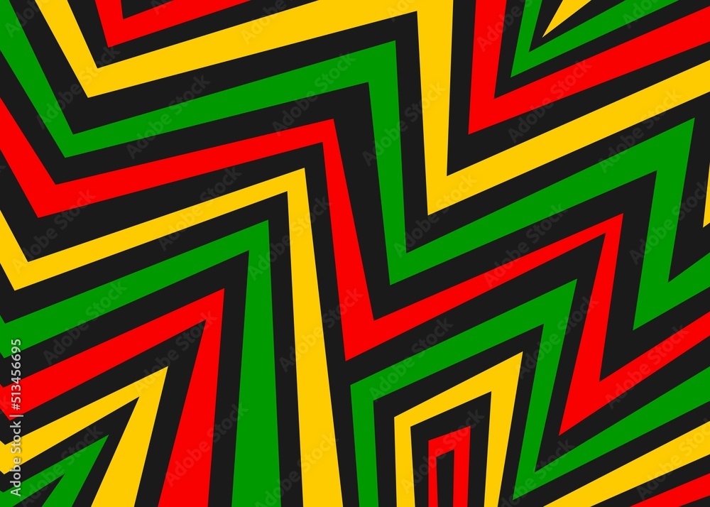 Poster abstract background with gradient illusion line pattern and with jamaican color theme