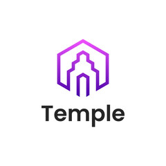 outline gradient temple logo vector icon
