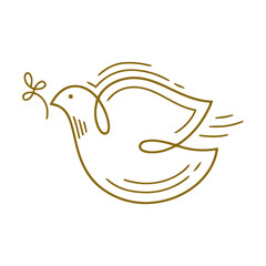 Line art dove, Flying pigeon logo drawing color vector illustration, Good for greeting card, banner, flyer and poster design