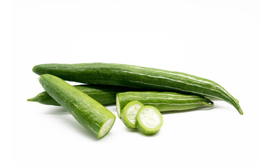 Snake gourd isolated on white background.