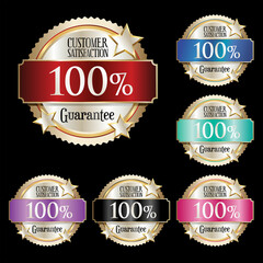 Collection of hundred percent satisfaction guarantee highly recommended multicolor badges