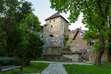 Fototapeta na wymiar Ancient tower in the town of Jajce, Bosnia and Herzegovina