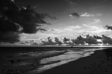 Dark clouds over the Atlantic ocean coast