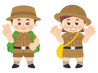 探検隊の子供　ボーイスカウト　冒険　アウトドア