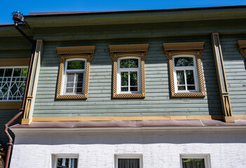 fragments of the urban landscape in the town of Plyos on a sunny summer day