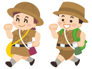 探検隊の子供　ボーイスカウト　冒険　アウトドア