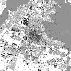 Urban city map of Brescia. Vector poster. Black grayscale black and white street map.