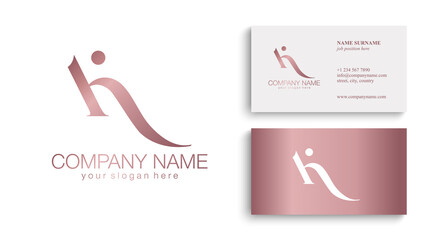 K letter monogram. Elegant luxury K logo. Calligraphic style. Vector design. Luxurious linear creative monogram.