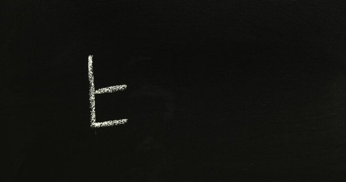 Einstein's formula on a chalkboard. E=mc2. Looped 4K stop motion animation