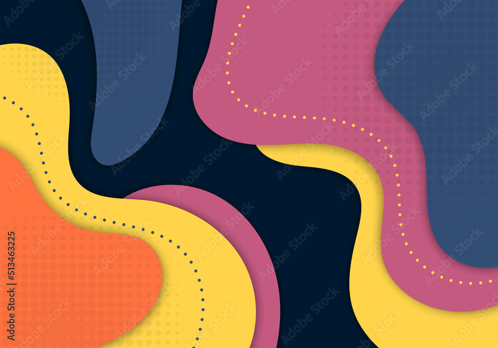 Poster abstract colorful doodles template design artwork with halftone. decorative template design artwork 