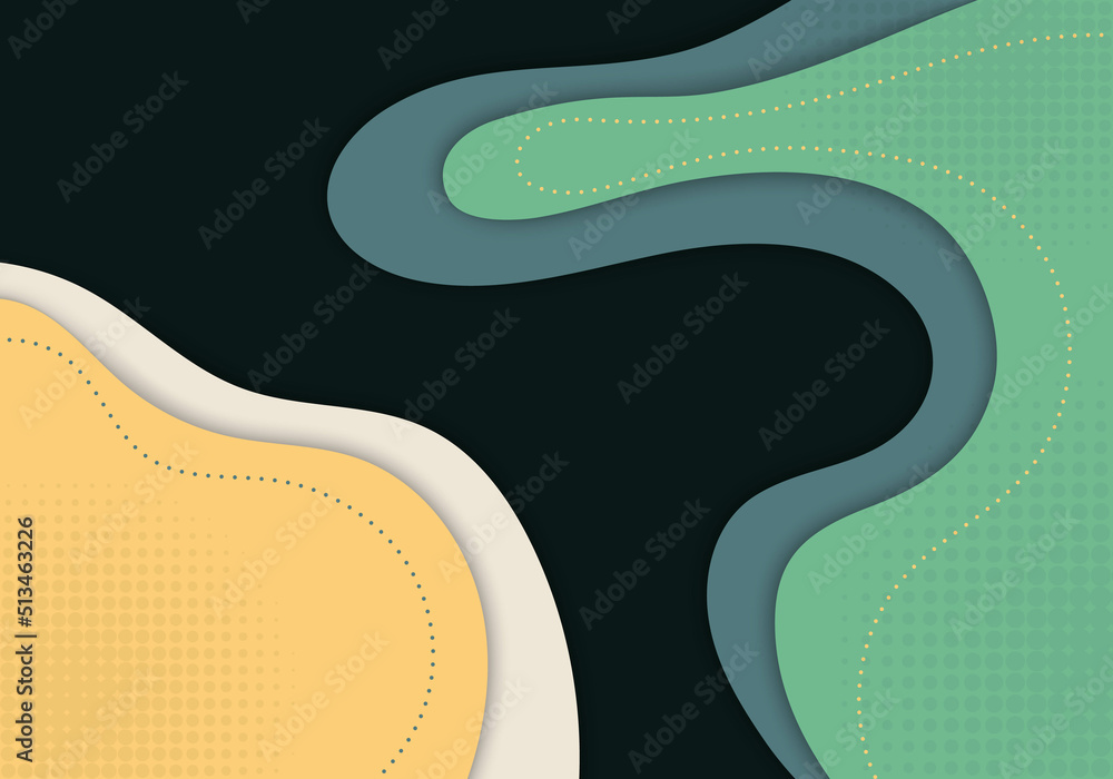 Poster abstract doodles colorful template design with liquid shape artwork decorative. overlapping template