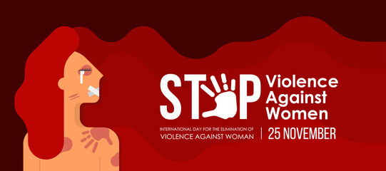 Fototapeta na wymiar International Day for the Elimination of Violence Against Women - The long haired woman was attacked with repeated marks and wounds all over her body vector design