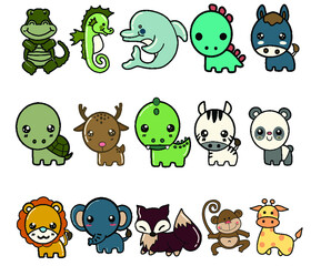 Fototapeta premium Cute Animal Icon Set