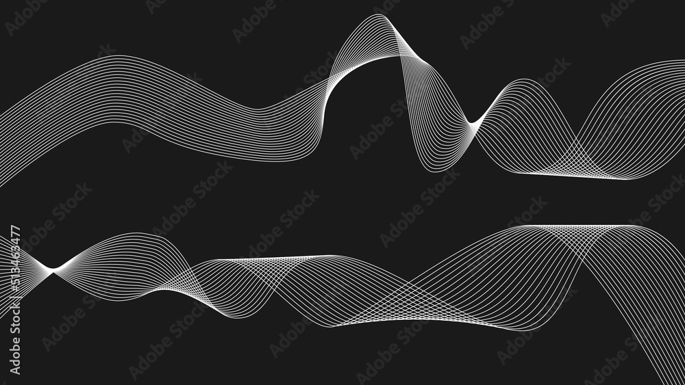 Aufkleber creative wave of many white lines on a background isolated. curved smooth lines created using bend t