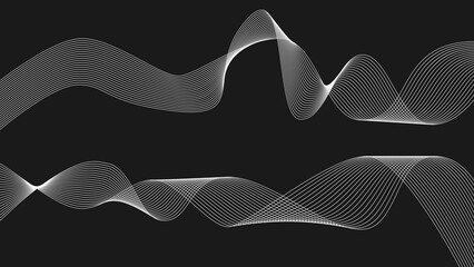 Creative wave of many white lines on a background isolated. Curved smooth lines created using bend tool. Abstract design. Vector illustration.