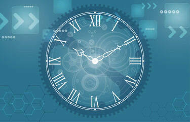Technology vector  background abstract analog clock concept