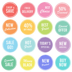 Set of Price tags. Promotional sale badge and retail paper stickers.