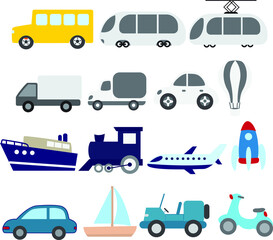 transportation icons set