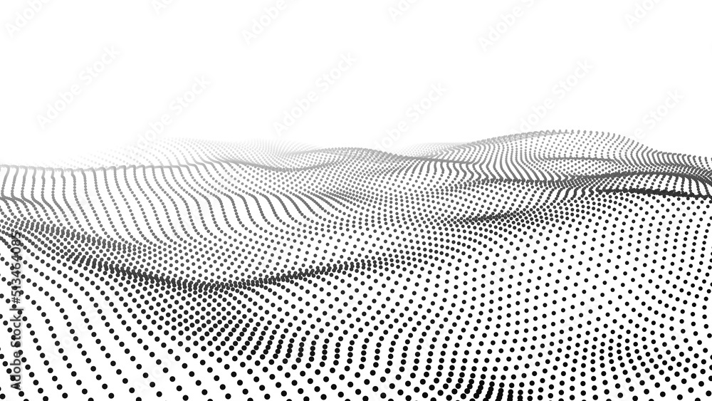 Aufkleber digital wave with dots on the white background. big data visualization. vector illustrations.
