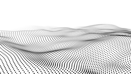 Digital wave with dots on the white background. Big data visualization. Vector illustrations.