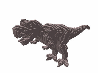 Tyrannosaurus Rex from cubes. Voxel art. Futuristic concept. 3d Vector illustration.
