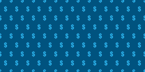 Fototapeta na wymiar Seamless Background with Lots of Blue Simple Dollar Signs - Business Concept Design, Applicable as a Base for Brochures, Presentations, Posters and Landing Page for Web Sites