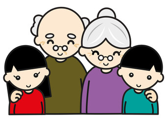 孫たちと老夫婦