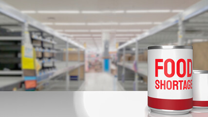 food product can on shelf in super market 3d rendering