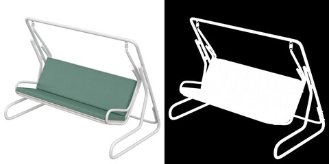 3D rendering illustration of a garden swing