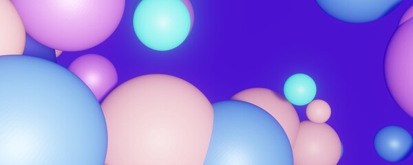 Abstract background multicolor bubbles flying in space 3d render