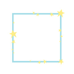 Obraz premium Cute blue square frame with stars, for photo, for text. Geometric baby frame, decorative collage element, for poster, banner, design or decor.