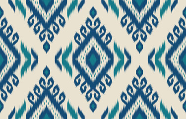 Fabric ethnic Indian style. Ethnic ikat seamless pattern in tribal. Design for background, wallpaper, illustration, fabric, clothing, carpet, textile, batik, embroidery.