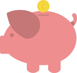 Piggy bank and green dollars money simple vector illustration in flat style  