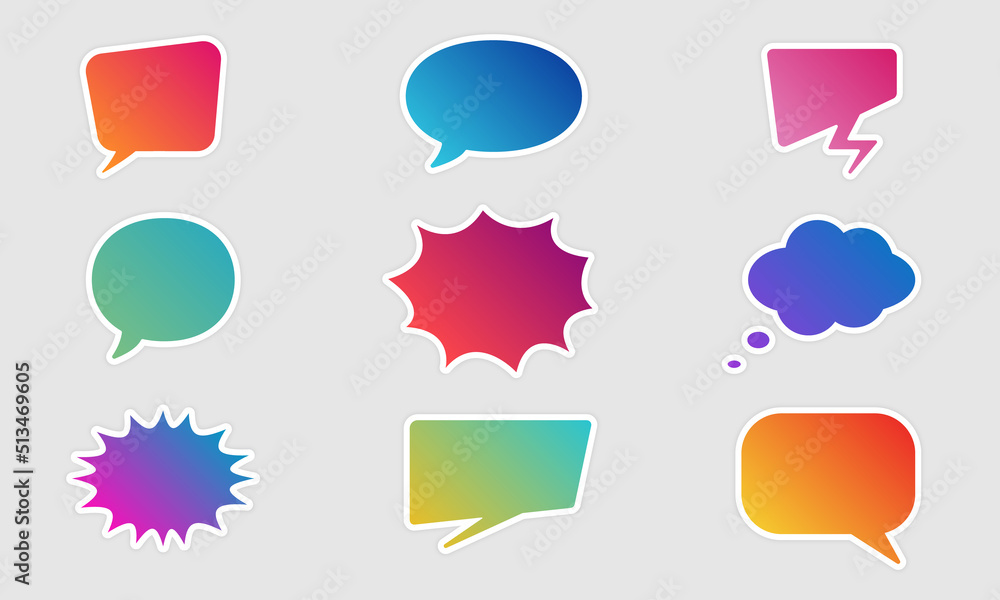 Poster set of speech bubbles. cartoon funny speech balloons on white background. collection empty color bub