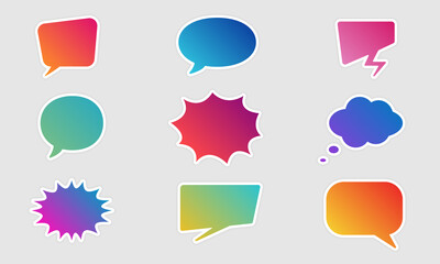 Set of Speech Bubbles. Cartoon Funny Speech Balloons on White Background. Collection Empty Color Bubbles for Text and Chat. Isolated Vector Illustration