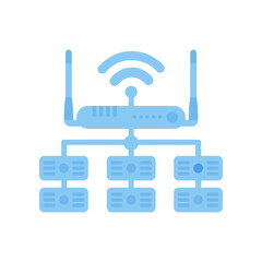 Servers connected to the router. IOT and automation concept. Isolated. Vector.