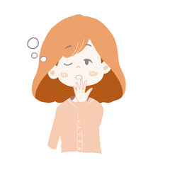 あくびをしていてねむい表情の女の子のイラスト
