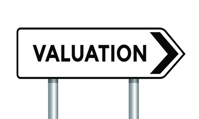 valuation, pointing arrow sign, vector illustration
