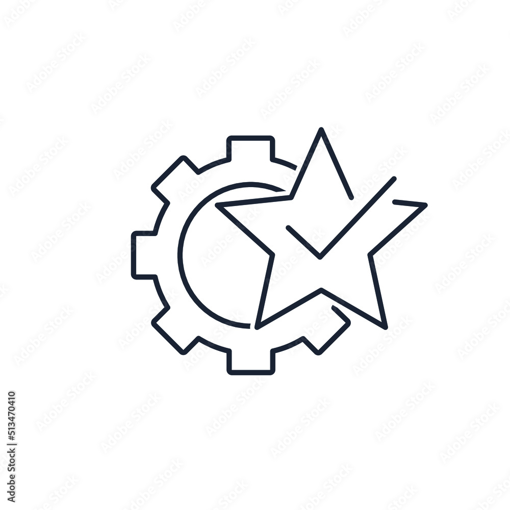 Poster technostar. technical excellence. vector linear icon isolated on white background.