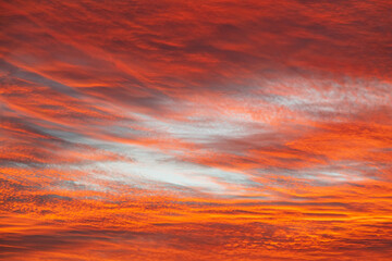 High cloud lights up the sunset sky